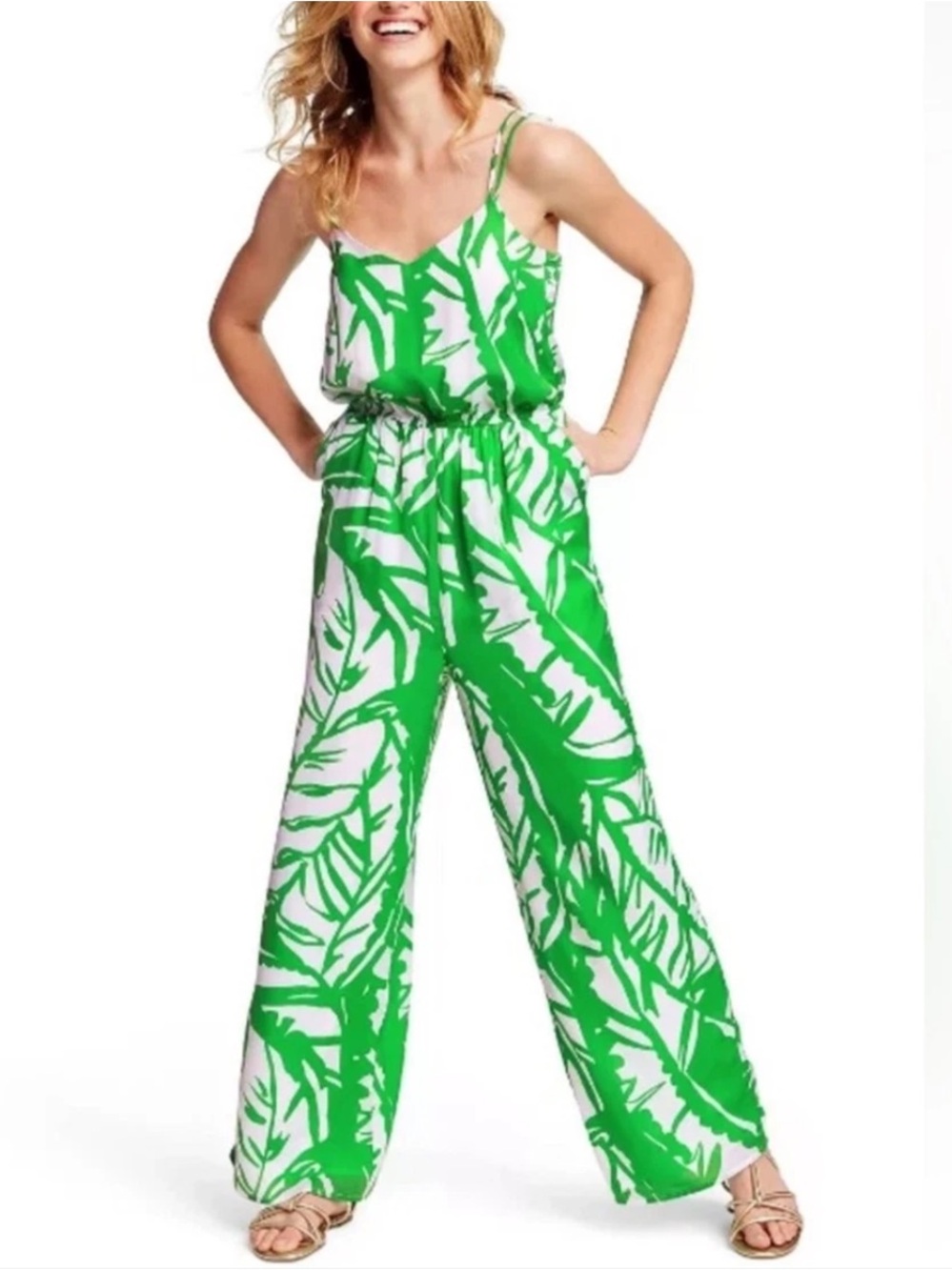 Lilly Pulitzer for Target Green White Boom Boom Jumpsuit Size Medium